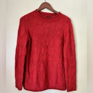 Talbots | Wool blend crewneck long line cableknit sweater size S